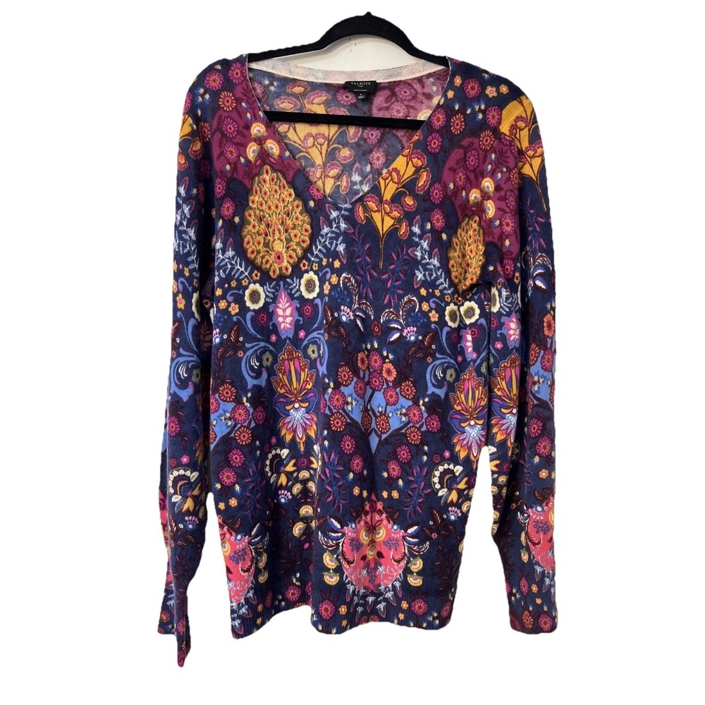 Talbots Plus Sz X Pure Cashmere sweater Floral Long sleeves retails $199